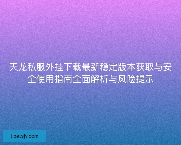 天龙私服外挂下载最新稳定版本获取与安全使用指南全面解析与风险提示